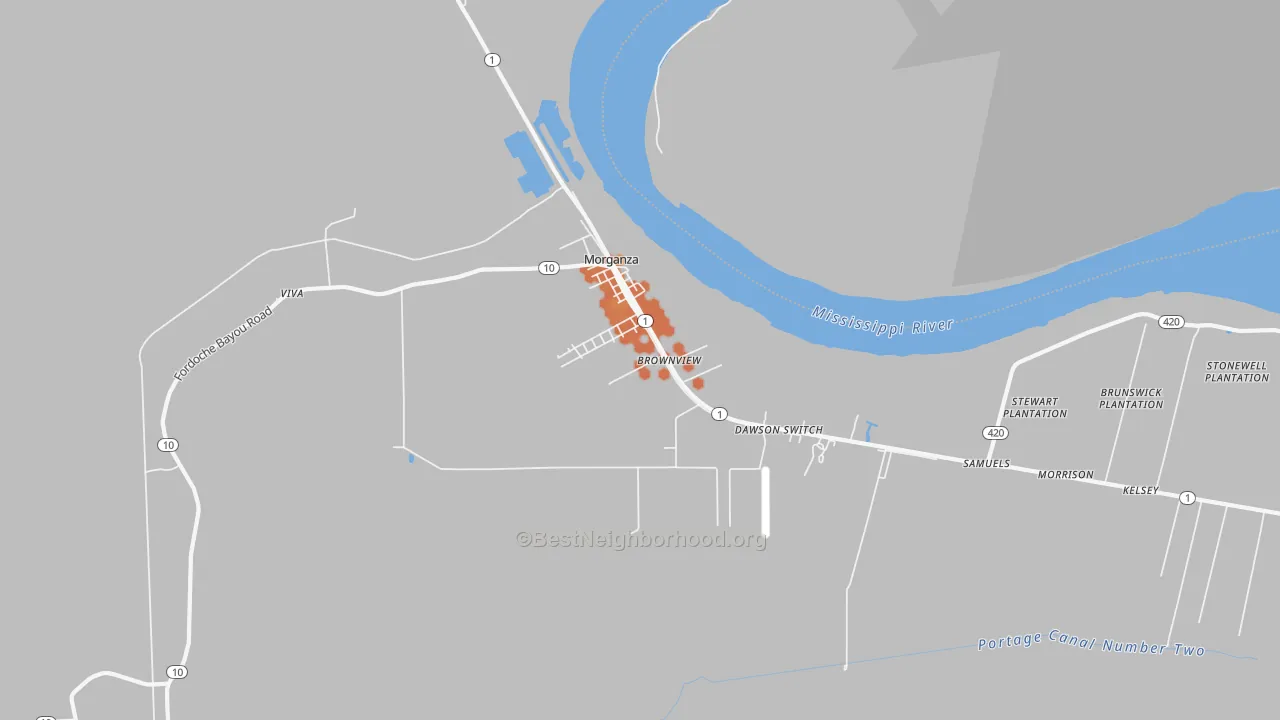 Bike Grade map of Morganza, LA