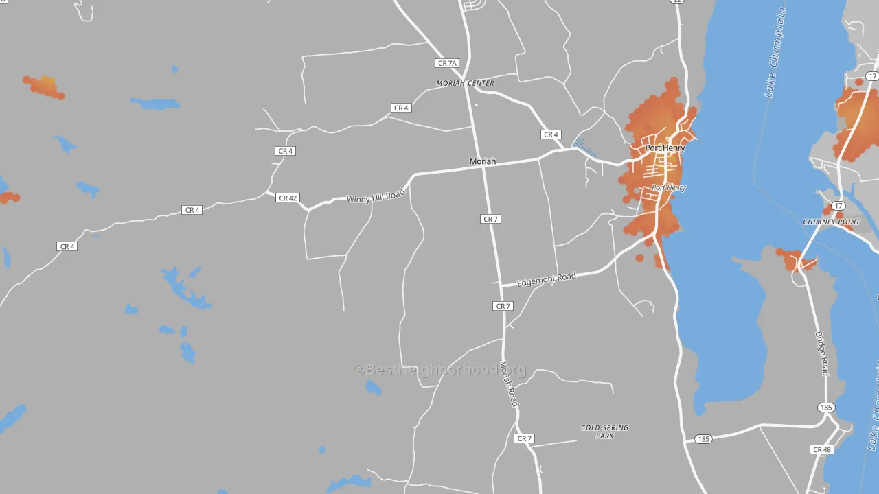 Bike Grade map of Moriah, NY