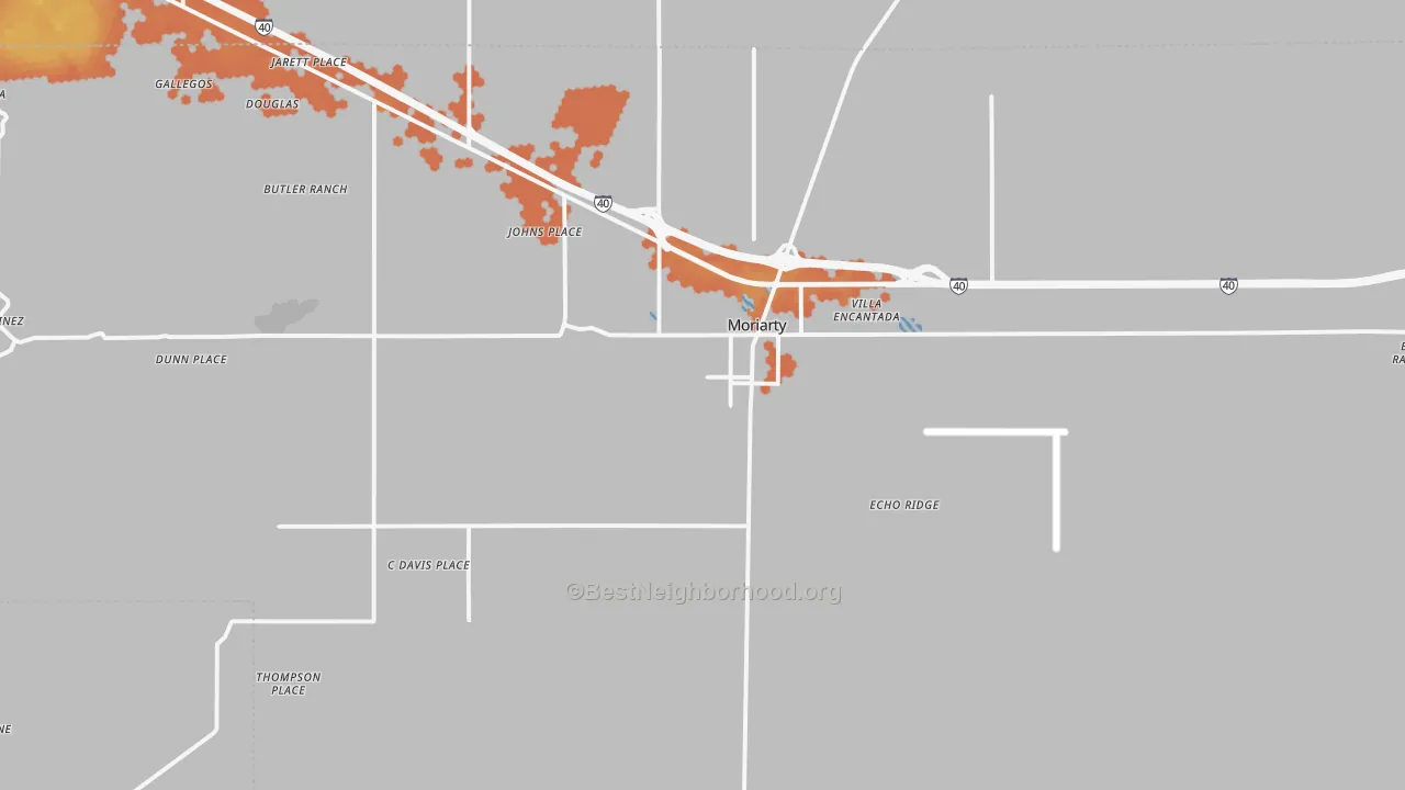 Bike Grade map of Moriarty, NM