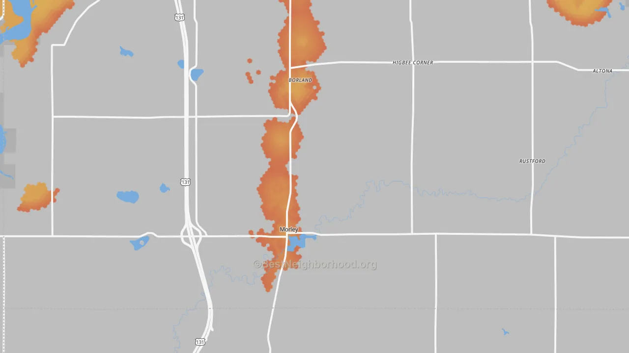 Bike Grade map of Morley, MI