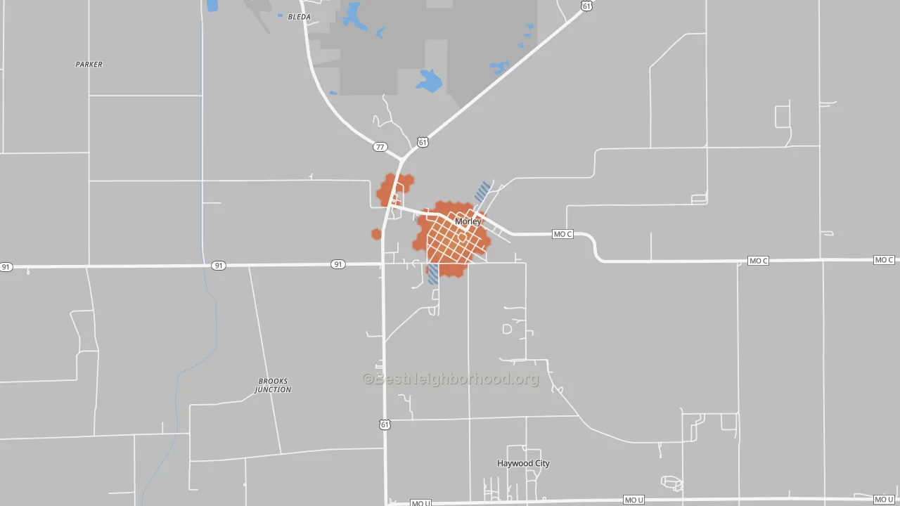 Bike Grade map of Morley, MO