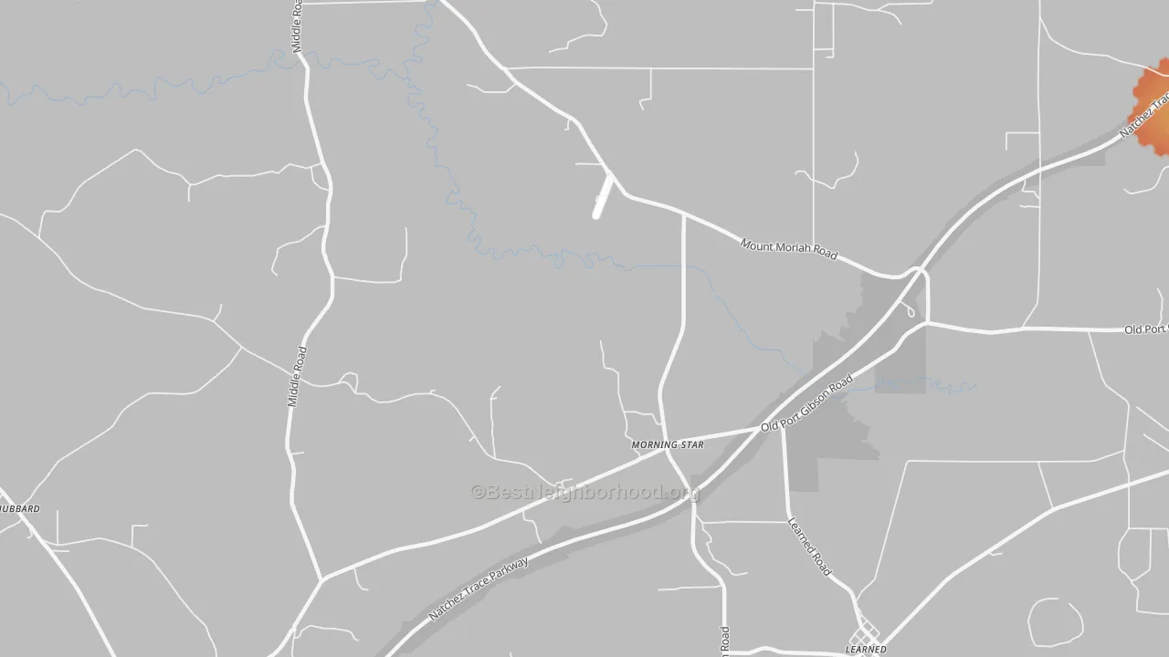 Bike Grade map of Morning Star, MS