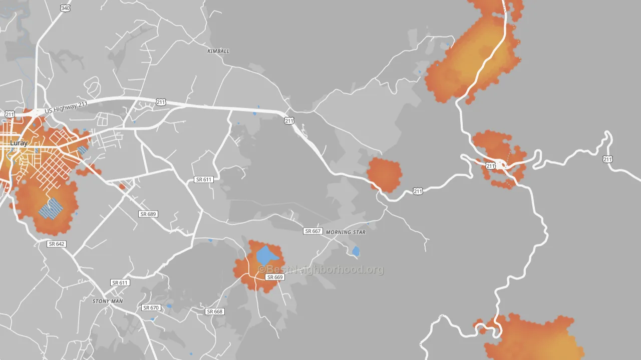 Bike Grade map of Morning Star, VA