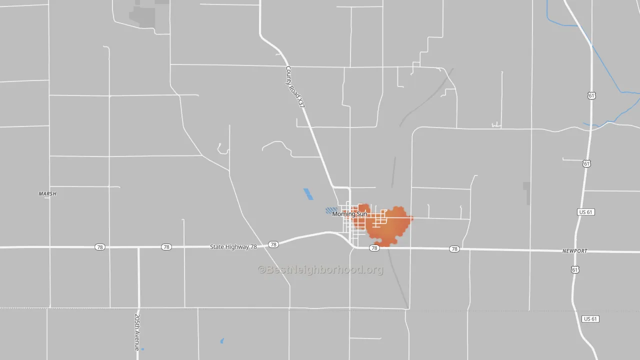 Bike Grade map of Morning Sun, IA