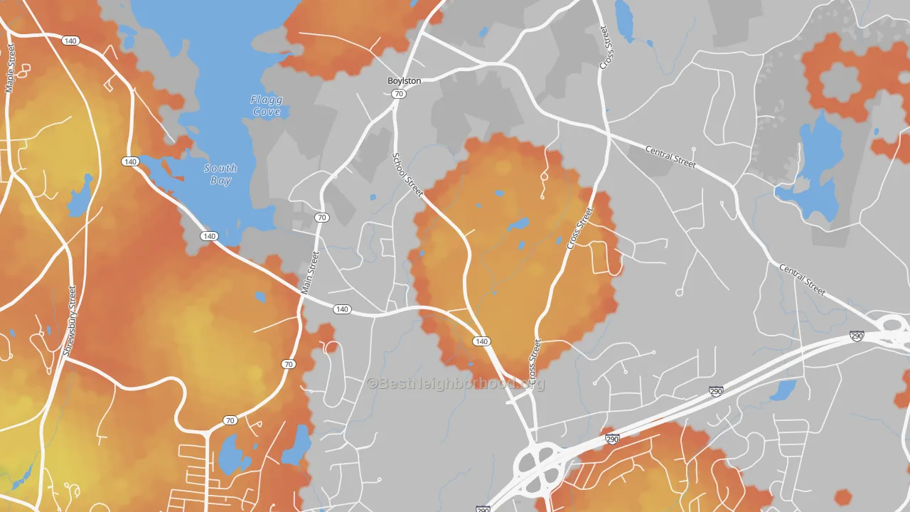 Bike Grade map of Morningdale, MA