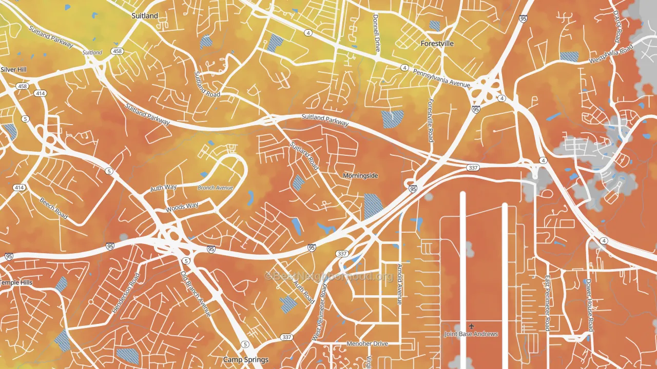 Bike Grade map of Morningside, MD