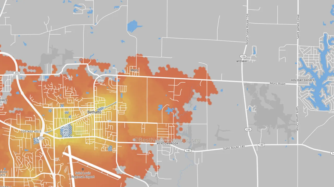 Bike Grade map of Moro, IL