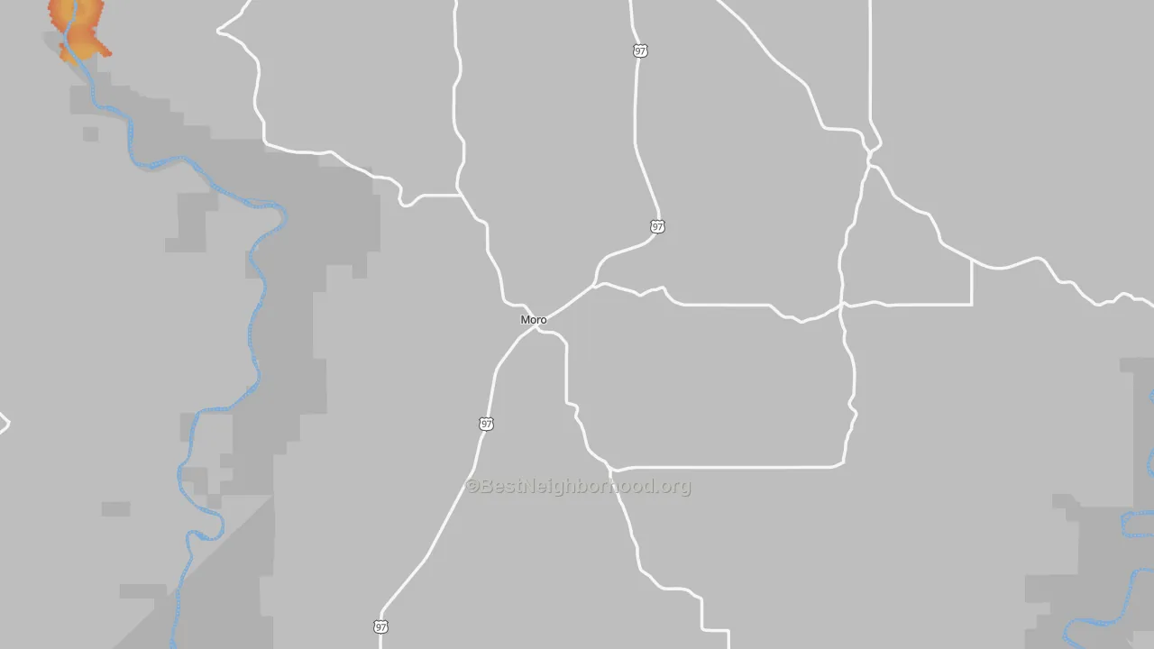 Bike Grade map of Moro, OR