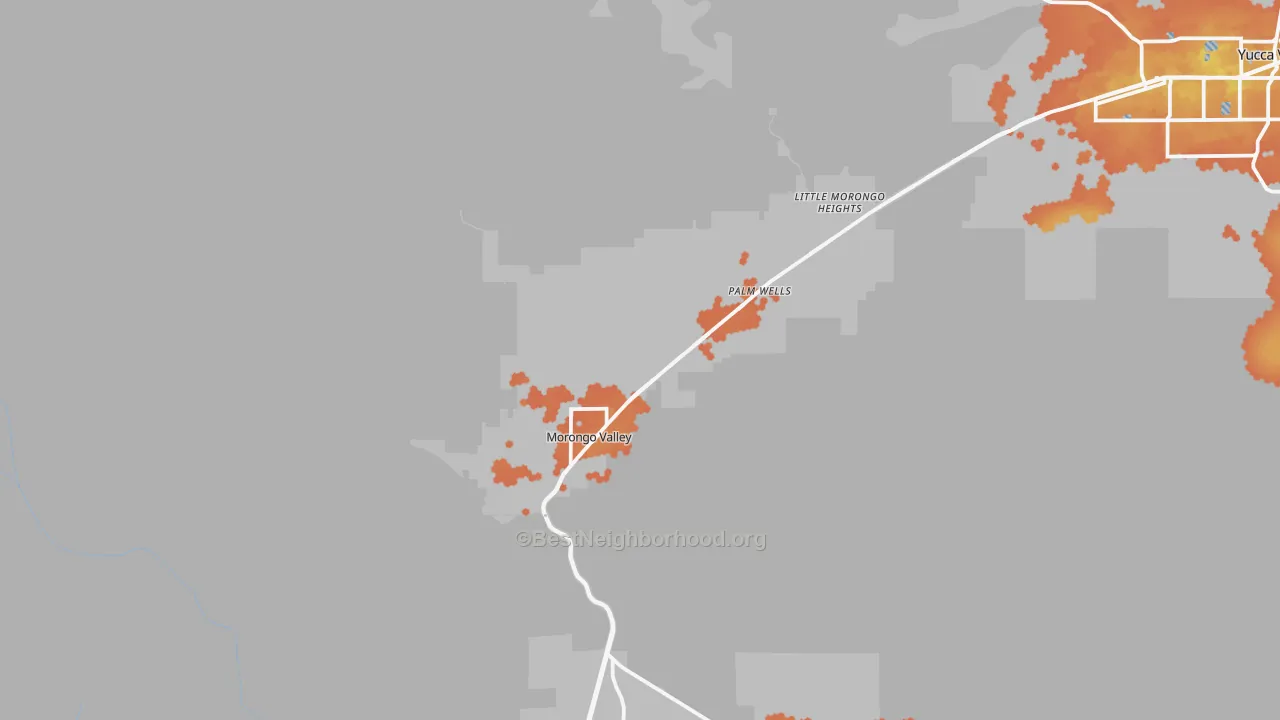Bike Grade map of Morongo Valley, CA