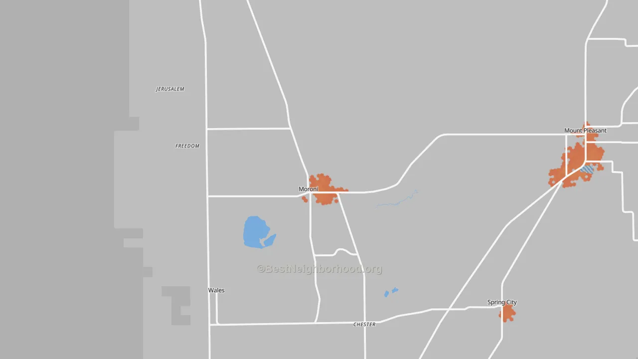 Bike Grade map of Moroni, UT