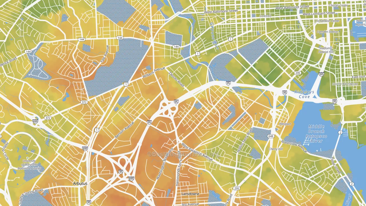 Bike Grade map of Morrell Park, Baltimore, MD