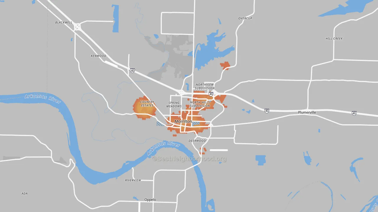 Bike Grade map of Morrilton, AR