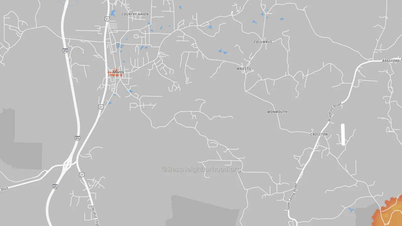 Bike Grade map of Morris, AL