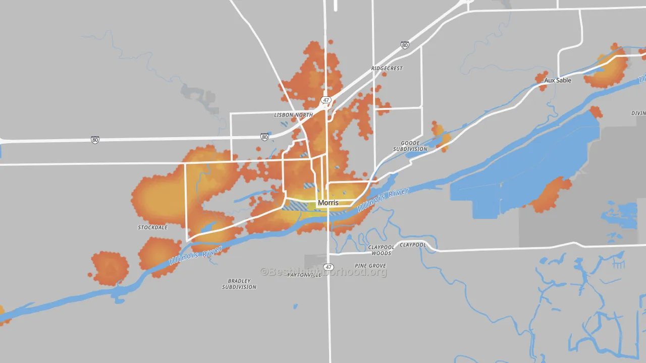 Bike Grade map of Morris, IL