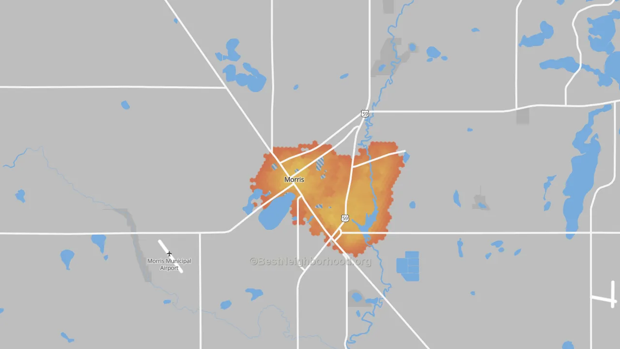 Bike Grade map of Morris, MN