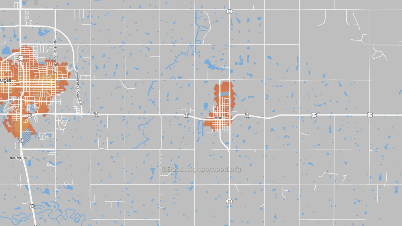 Bike Grade map of Morris, OK