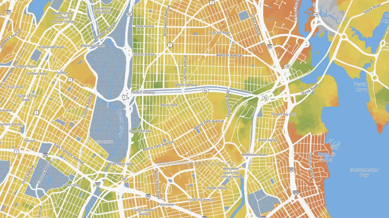 Bike Grade map of Morris Park, Bronx, NY