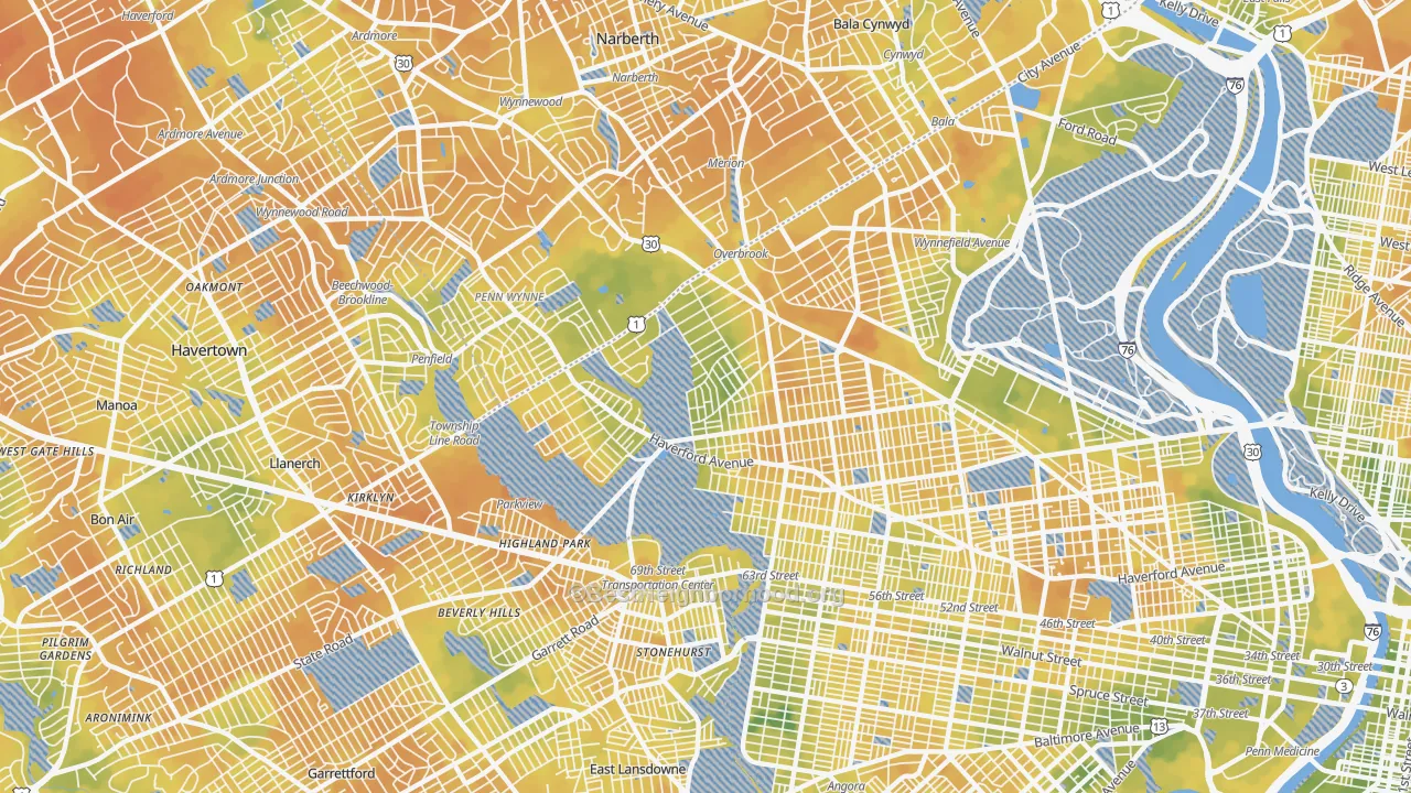 Bike Grade map of Morris Park, Philadelphia, PA