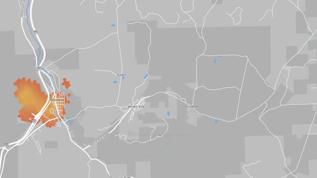 Bike Grade map of Morris Run, PA