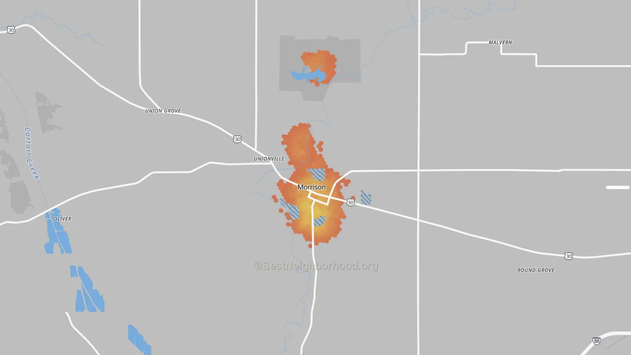 Bike Grade map of Morrison, IL