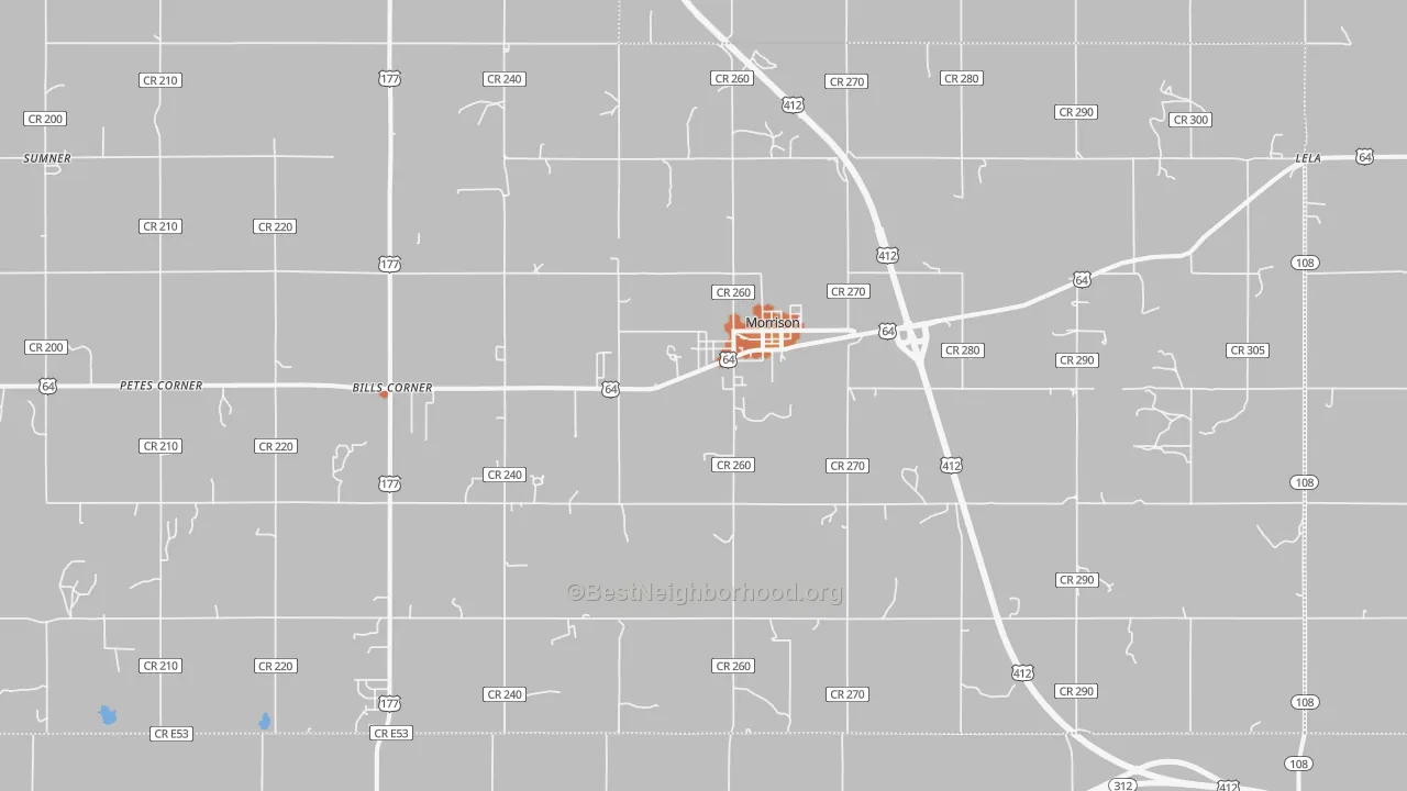 Bike Grade map of Morrison, OK