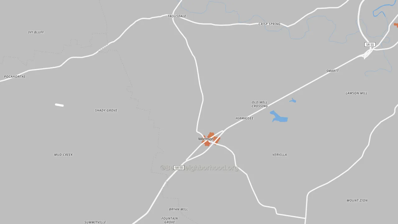 Bike Grade map of Morrison, TN