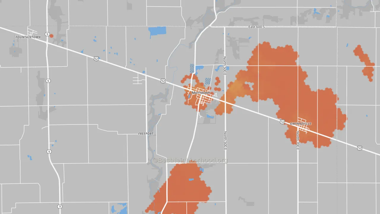 Bike Grade map of Morristown, IN