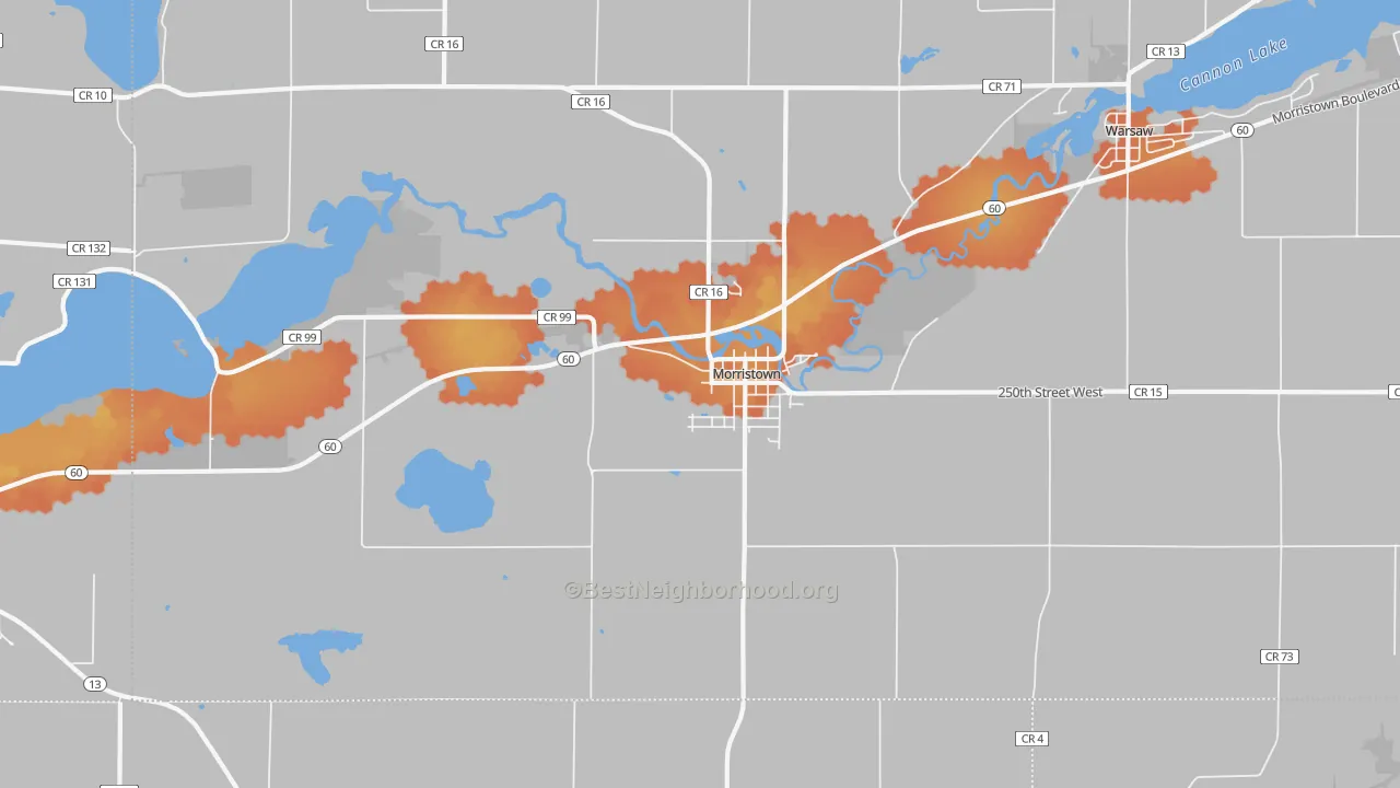Bike Grade map of Morristown, MN