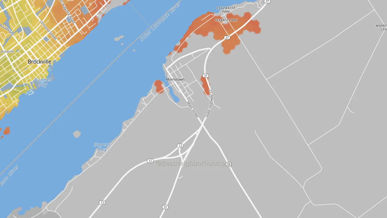Bike Grade map of Morristown, NY