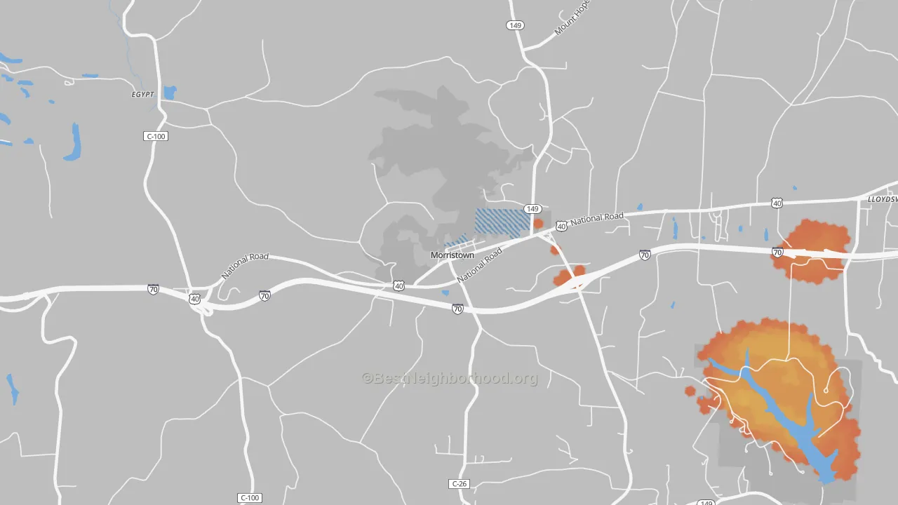 Bike Grade map of Morristown, OH