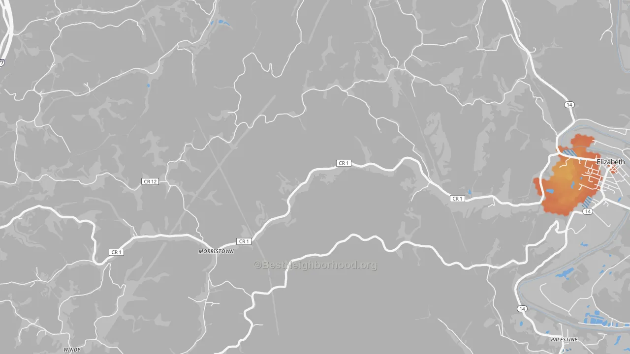 Bike Grade map of Morristown, WV