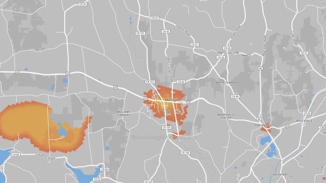Bike Grade map of Morrisville, NY