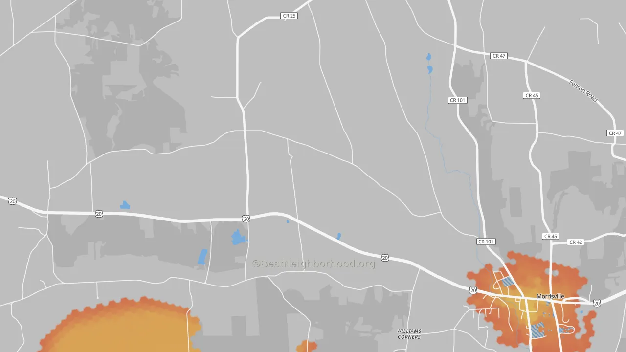 Bike Grade map of Morrisville Station, NY