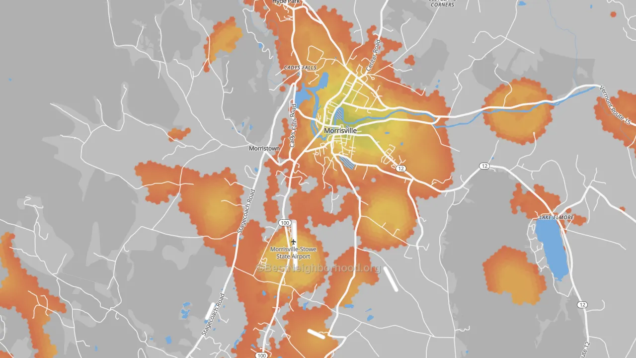 Bike Grade map of Morrisville, VT