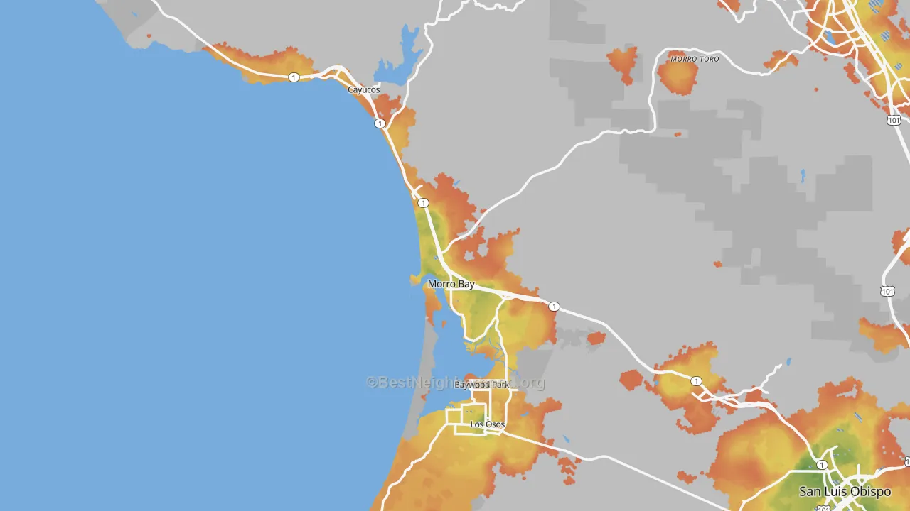 Bike Grade map of Morro Bay, CA