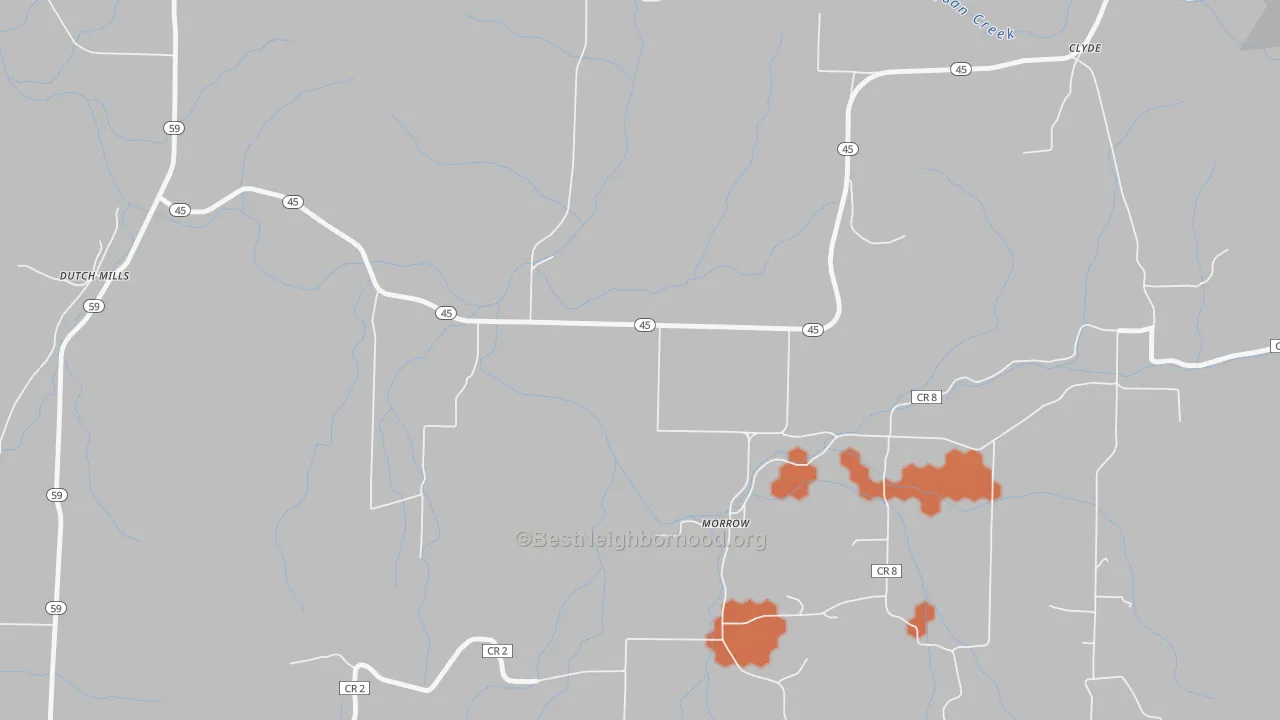 Bike Grade map of Morrow, AR