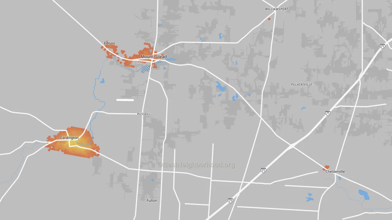 Bike Grade map of Morrow County, OH