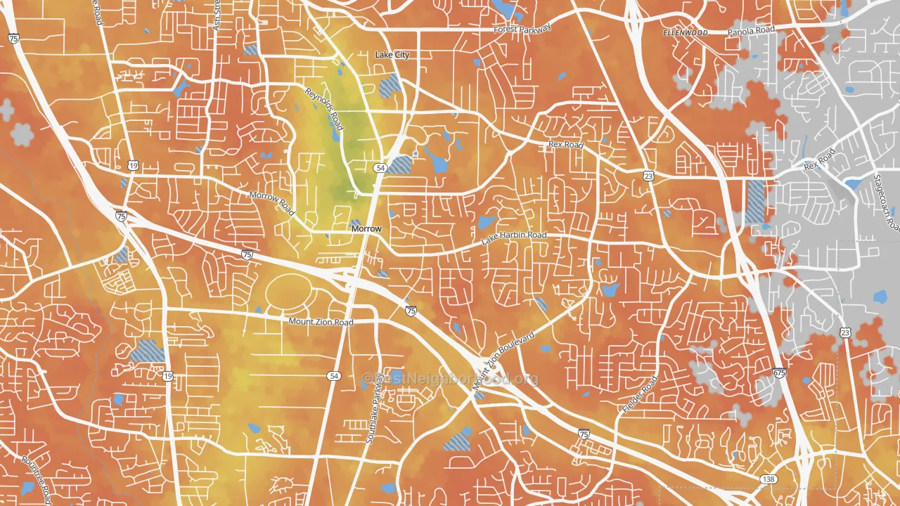 Bike Grade map of Morrow, GA