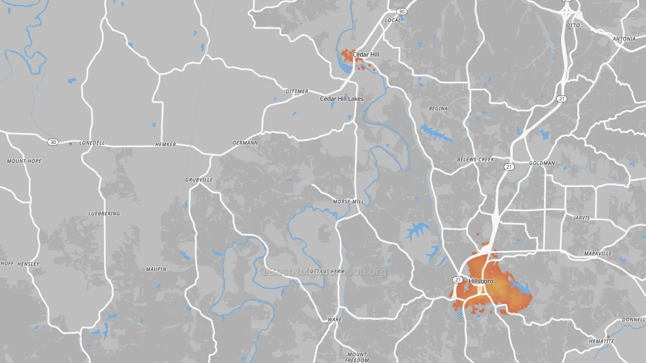 Bike Grade map of Morse Mill, MO