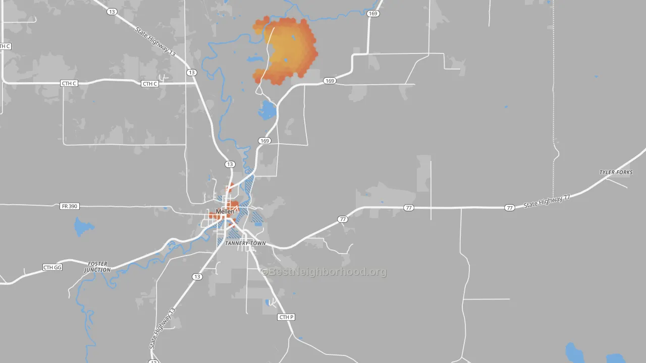 Bike Grade map of Morse, WI