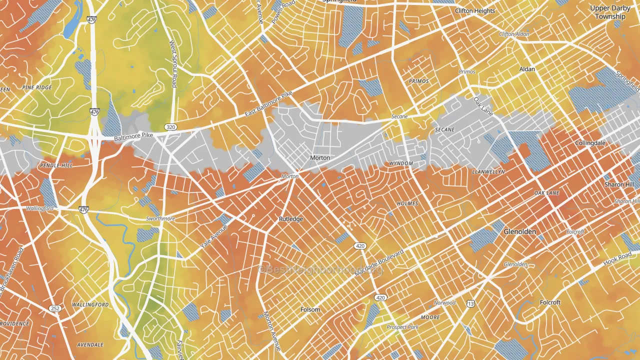 Bike Grade map of Morton, PA