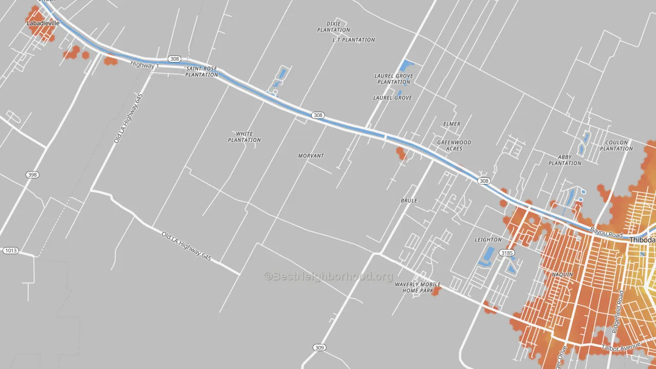 Bike Grade map of Morvant, LA