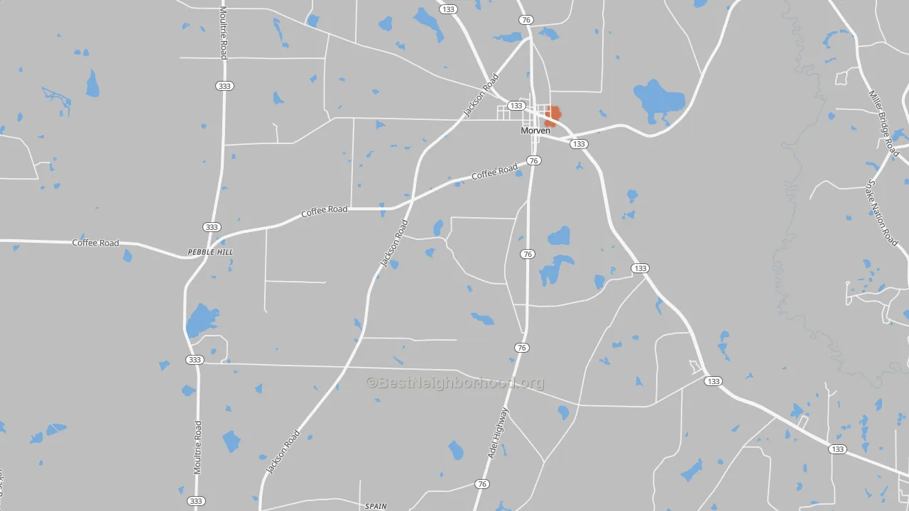 Bike Grade map of Morven, GA
