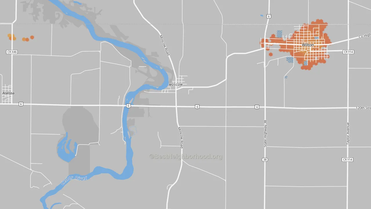 Bike Grade map of Moscow, IA
