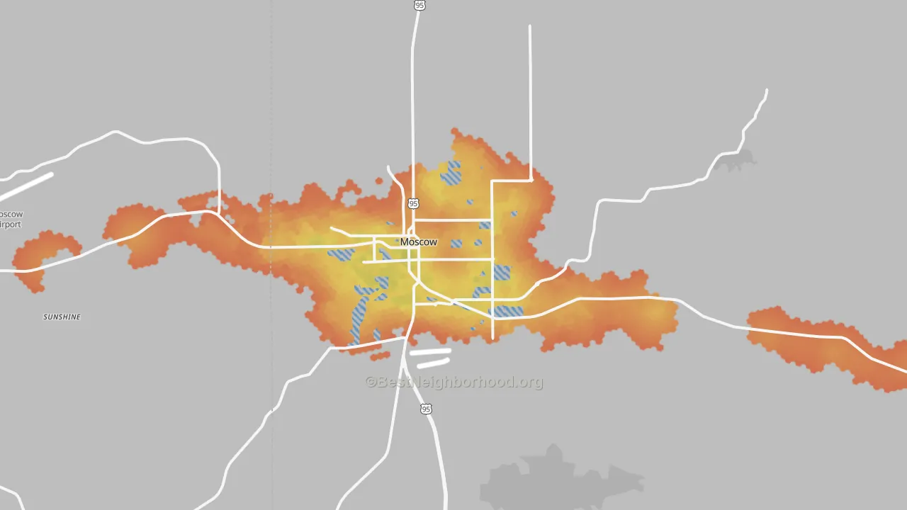Bike Grade map of Moscow, ID