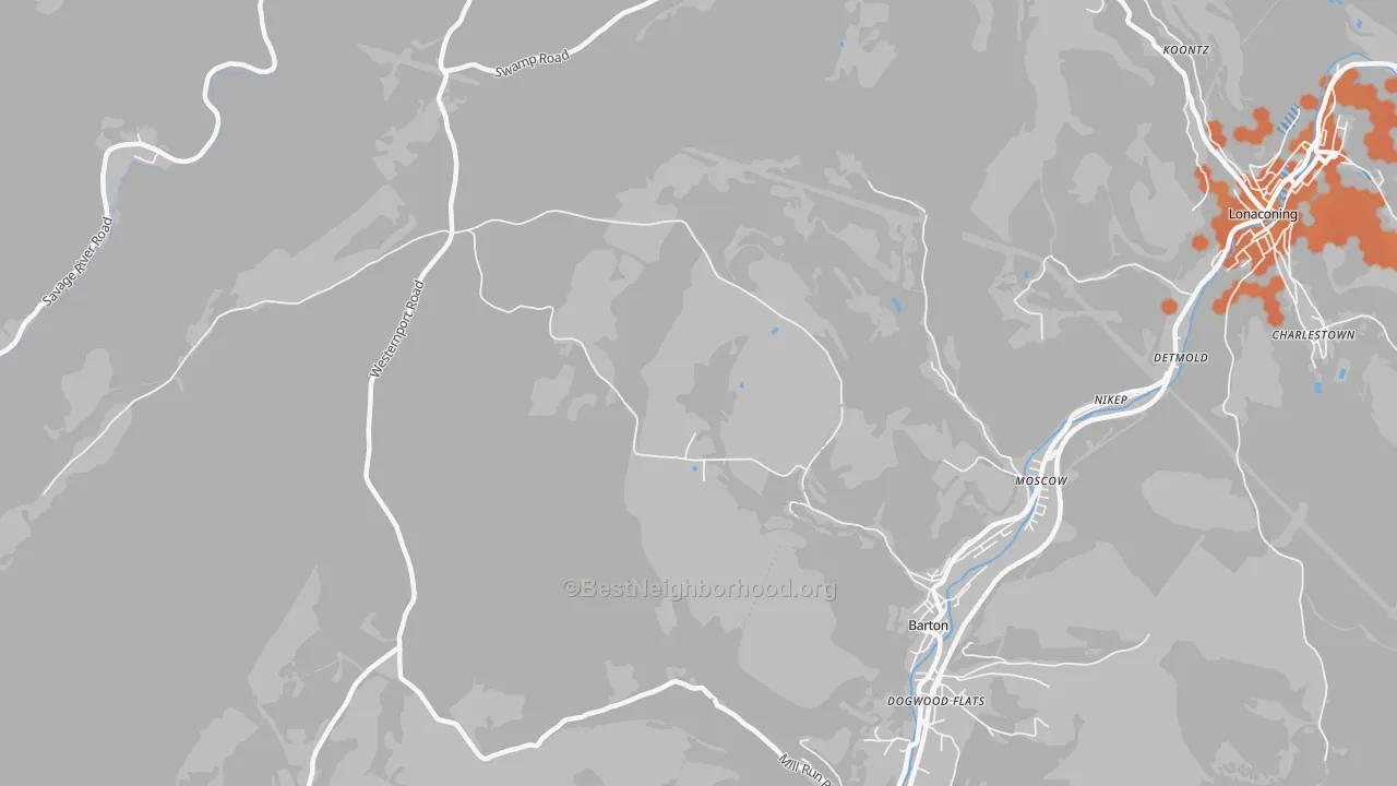 Bike Grade map of Moscow, MD