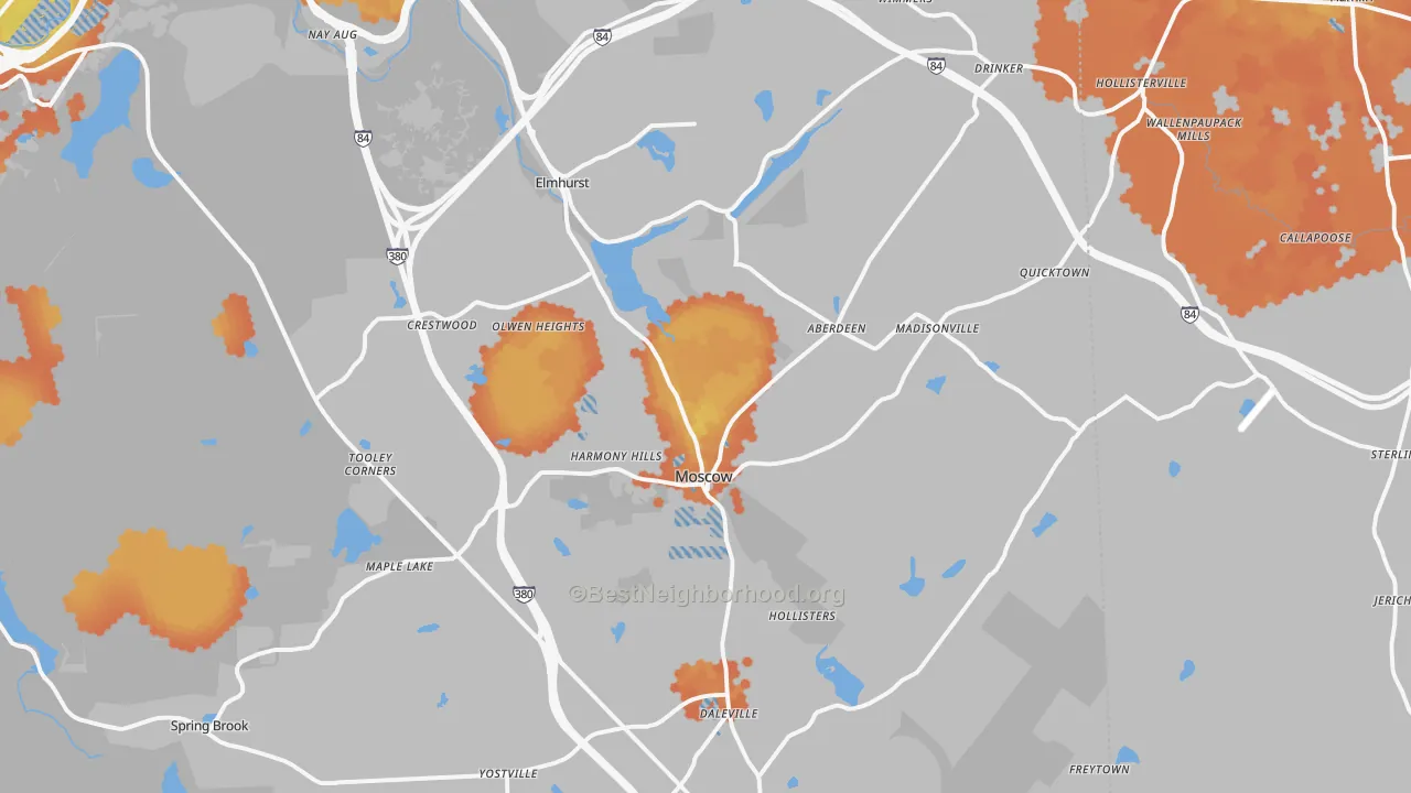 Bike Grade map of Moscow, PA