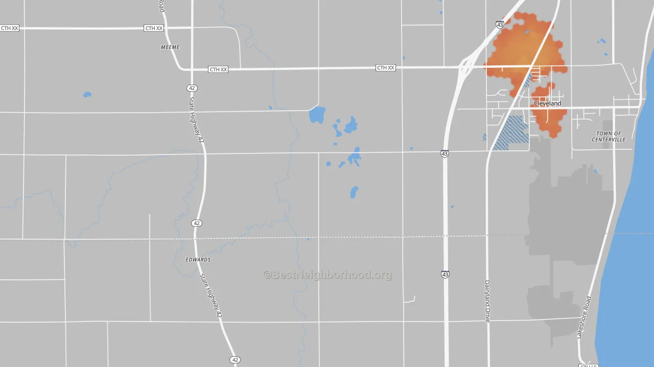 Bike Grade map of Mosel, WI