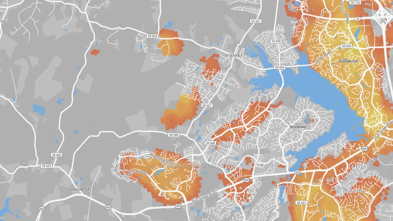 Bike Grade map of Moseley, VA