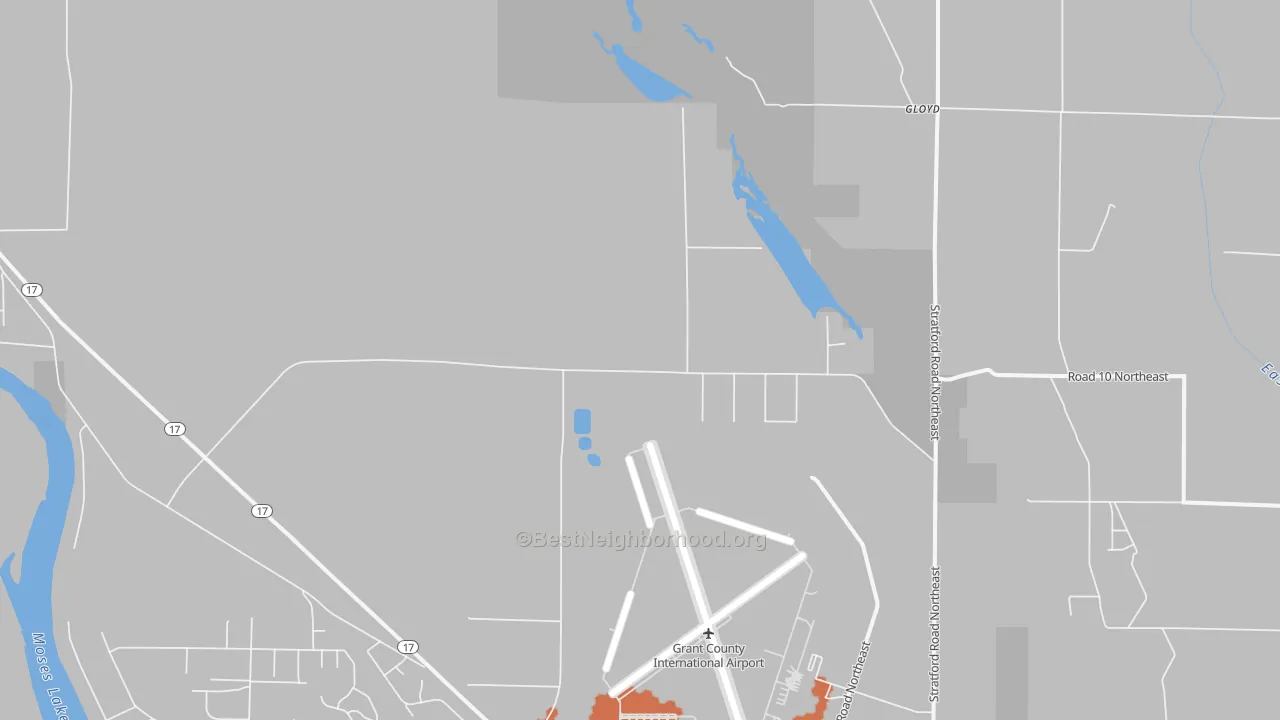 Bike Grade map of Moses Lake North, WA